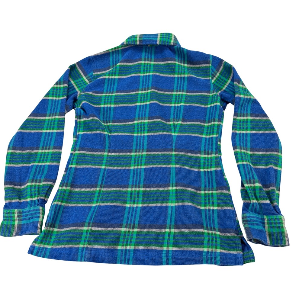 Patagonia Womens 2 Organic Cotton Flannel Plaid Button Down Shirt Blue Green - Picture 3 of 16